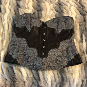 Adore Me Black Bustier with Gray Lace Overlay
